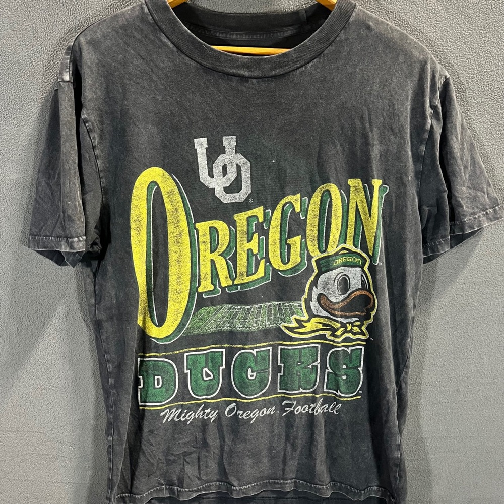 Hollister Blue 84 Oregon Ducks Football Graphic T-Shirt Mens Medium Gray Wash